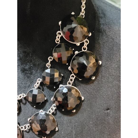 Charming Charlie Women's Black Faceted Bead Statement Necklace Lobster Claw Lock - Picture 4 of 8